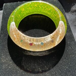 Vintage Lucite Bangle W/ Gold flake 1970’s Bracelet